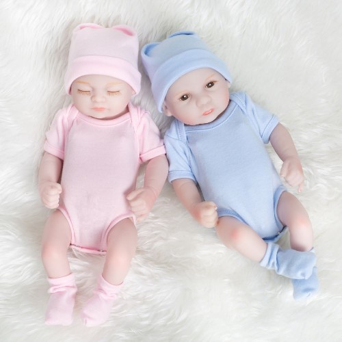 10 INCH REALISTIC SIMULATION REBIRTH DOLL BABY CLOSED EYES COLLECTION PROPS SOFT RUBBER PLAY TOYS 28