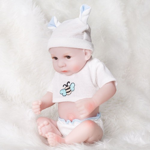 10 INCH REALISTIC SIMULATION REBORN MALE DOLL COLLECTION PROPS SOFT RUBBER PLAY HOUSE TOY 28CM WHITE